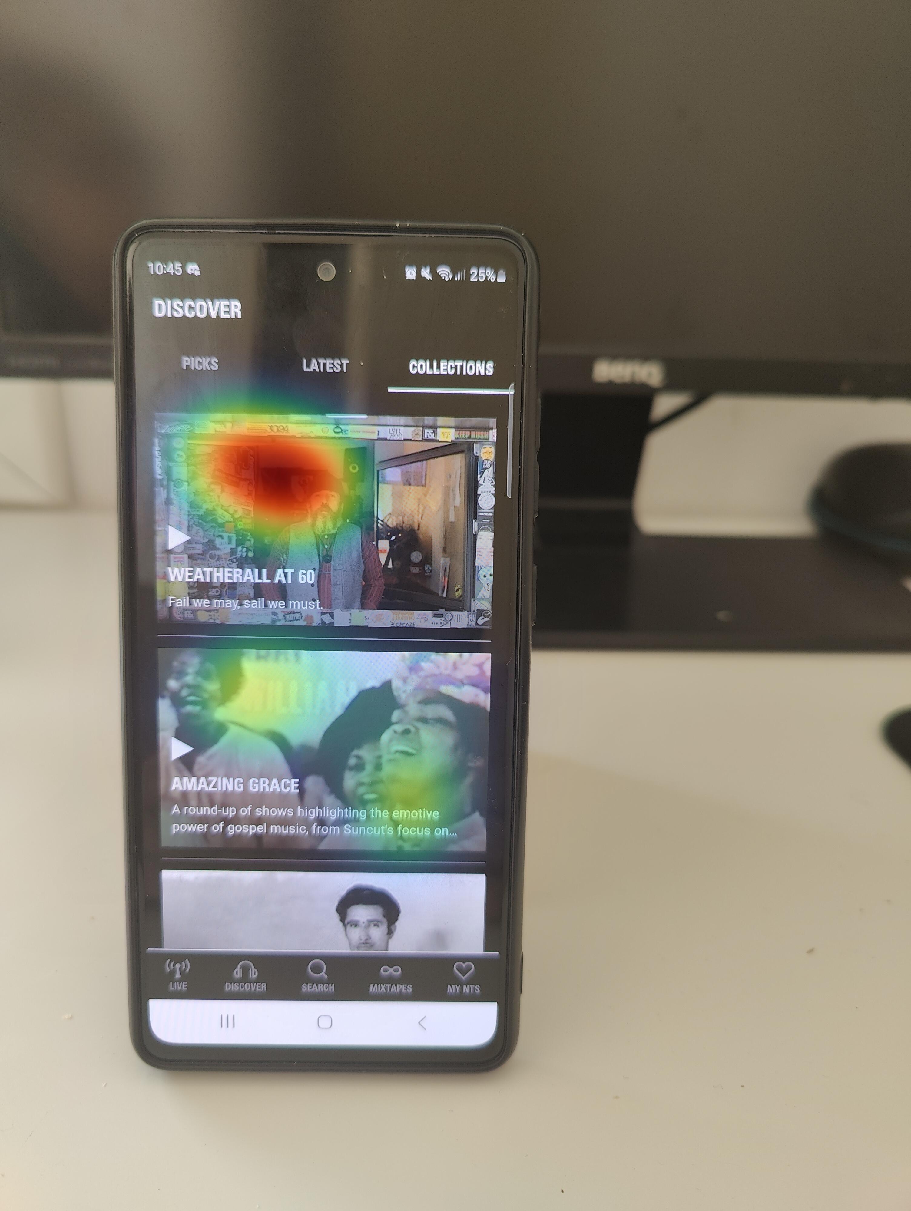 Saliency map over a phone screen