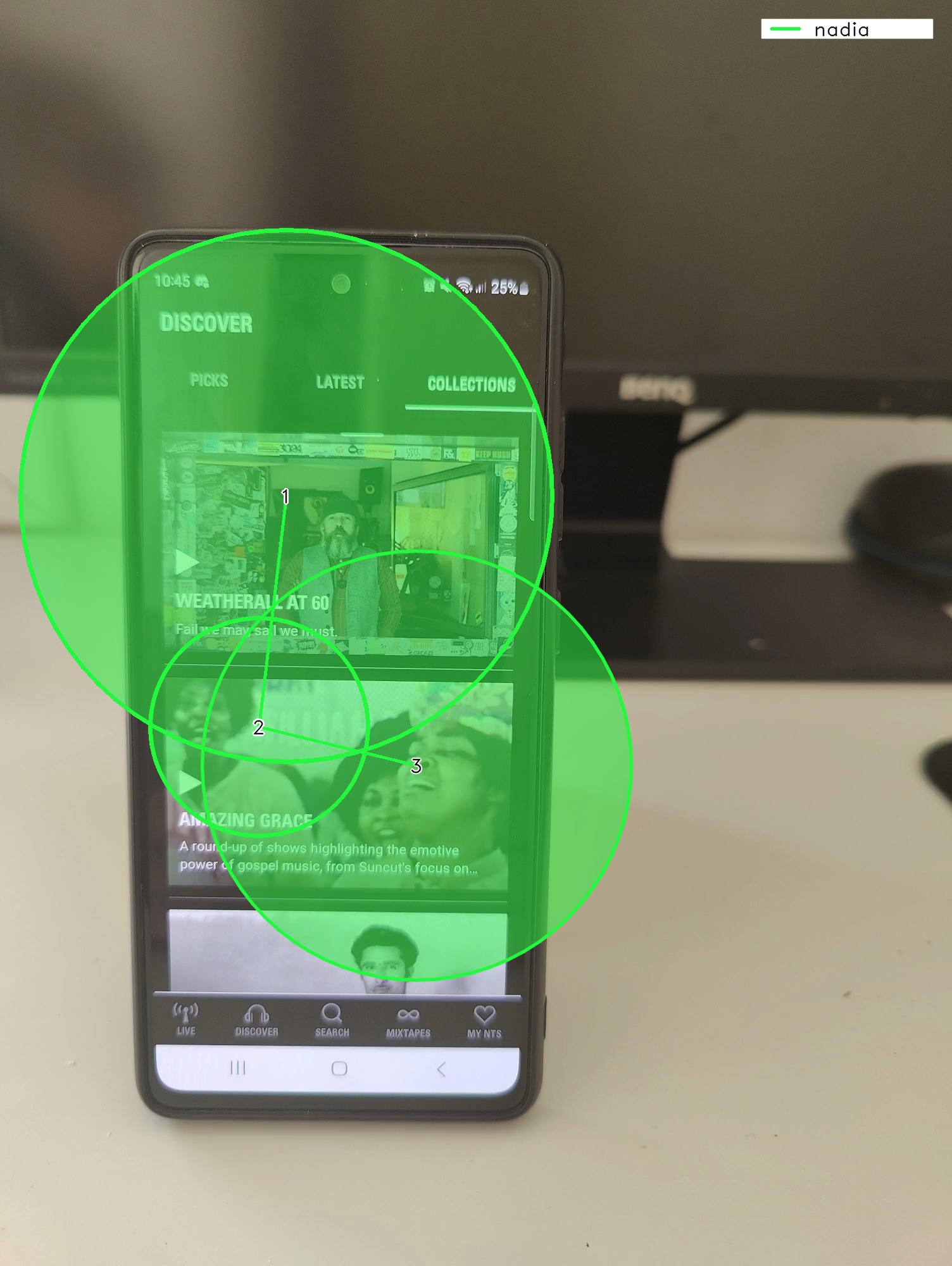 Scanpath over a phone screen