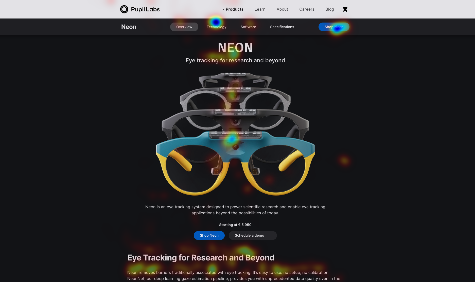 Heatmap generated over the page