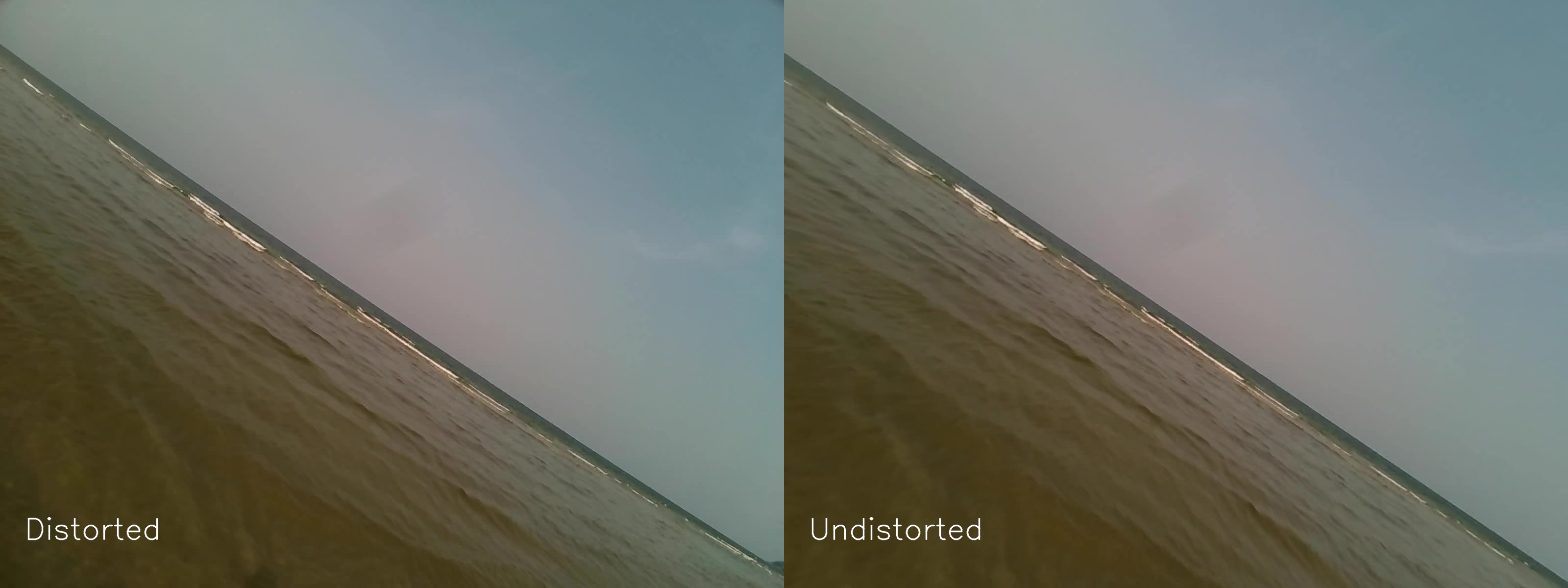 Side by side comparison of a distorted and undistorted image.
