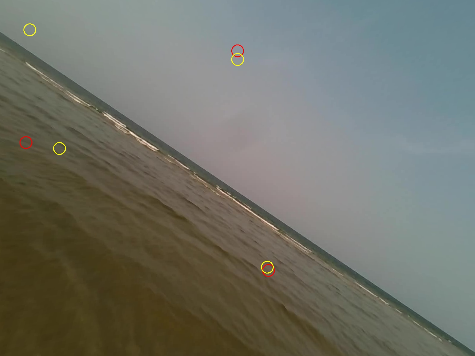 Image showing the original frame overlaid with the undistorted frame.