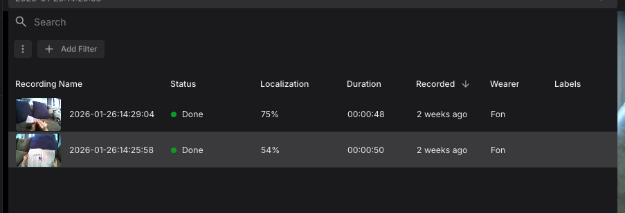 Auto Image Mapper validation: percentage localized in the recording selection list